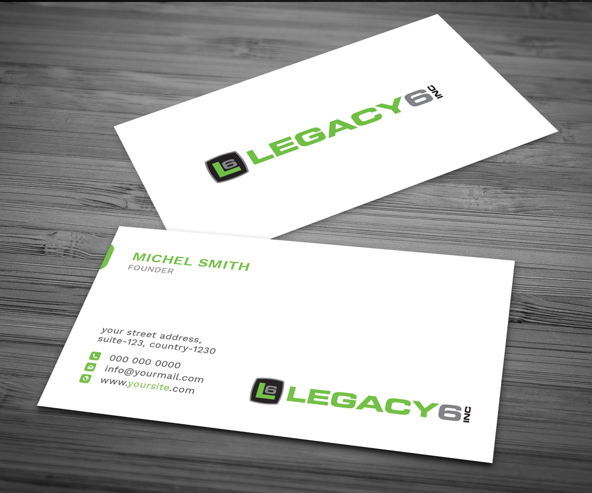 Business Card Design by Graphic Flame for Legacy 6 Inc | Design #14476050