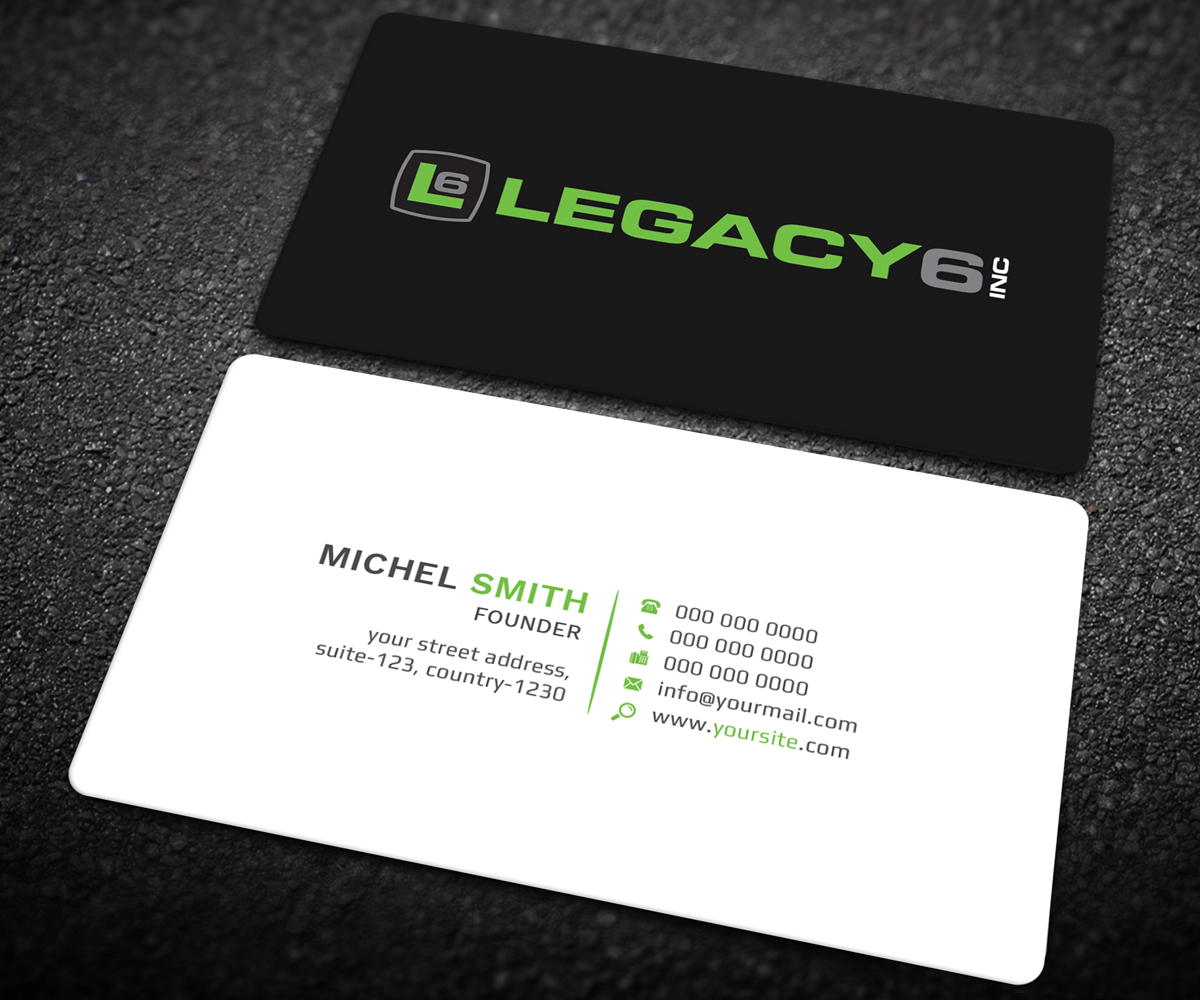 Business Card Design by Graphic Flame for Legacy 6 Inc | Design #14476054