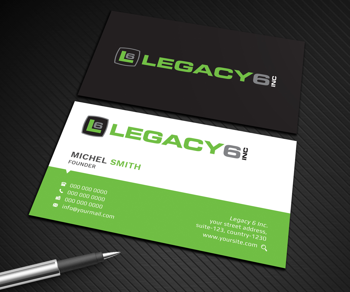 Diseño de Tarjeta de Presentación por Graphic Flame para Legacy 6 Inc | Diseño #14476068