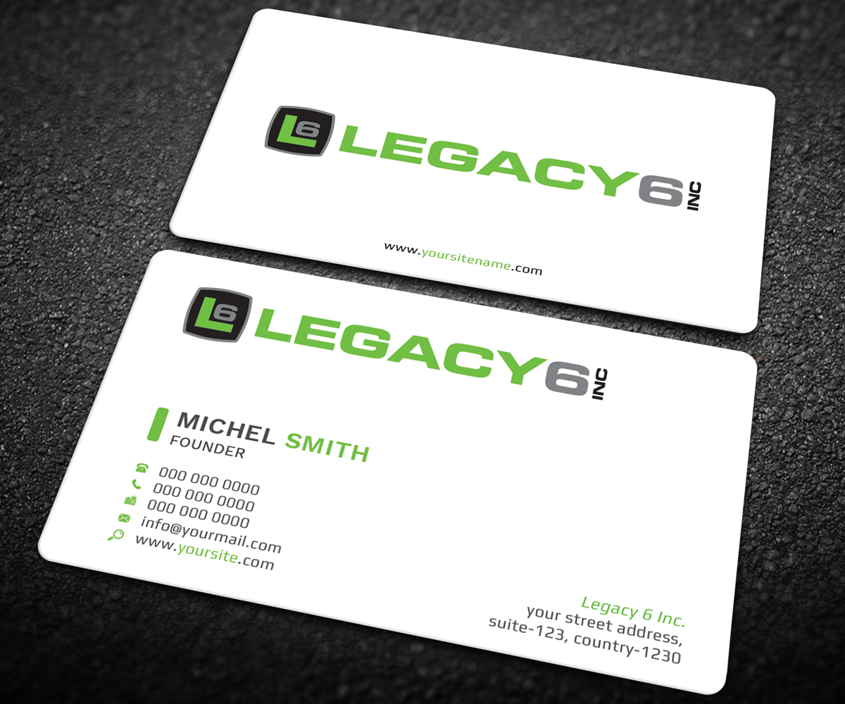 Business Card Design by Graphic Flame for Legacy 6 Inc | Design #14476071