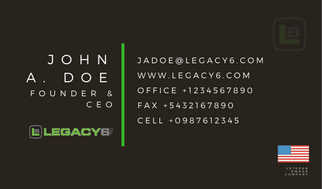 Diseño de Tarjeta de Presentación por GraphicsbyKarmen para Legacy 6 Inc | Diseño #14462873