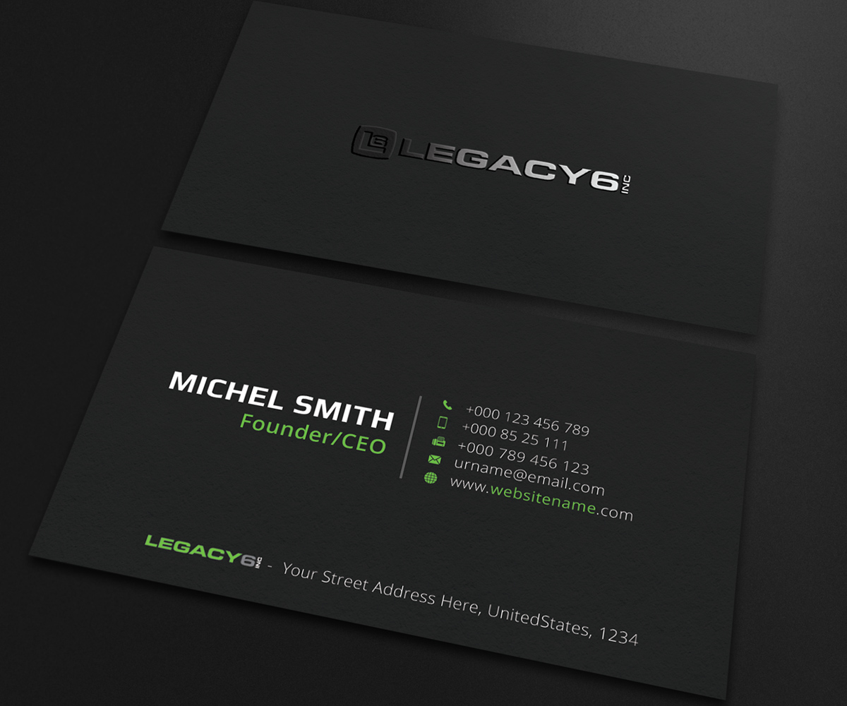 Business Card Design by Guruje for Legacy 6 Inc | Design #14468158