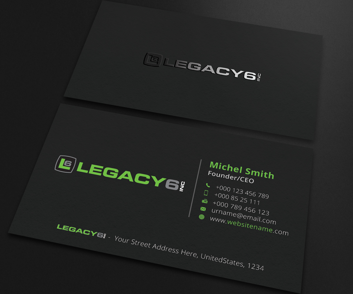 Business Card Design by Guruje for Legacy 6 Inc | Design #14468159