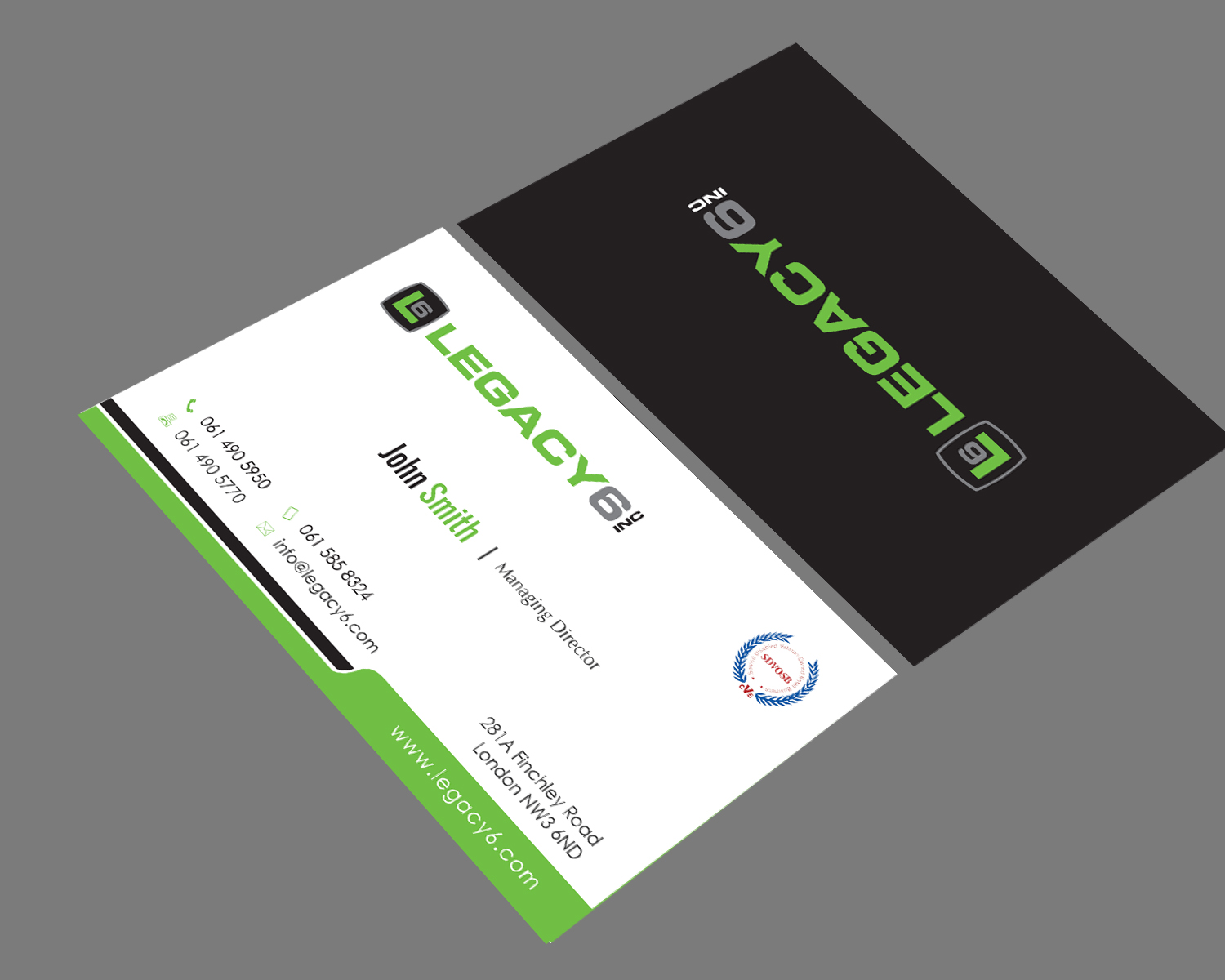 Business Card Design by TRZN for Legacy 6 Inc | Design #14578878