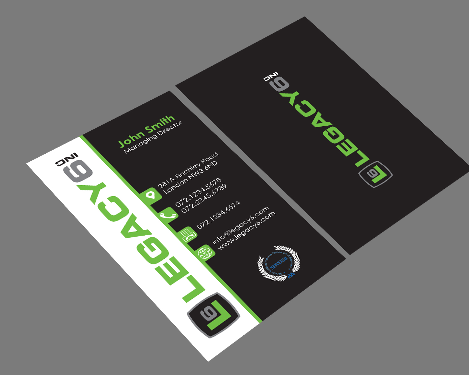 Business Card Design by TRZN for Legacy 6 Inc | Design #14579975