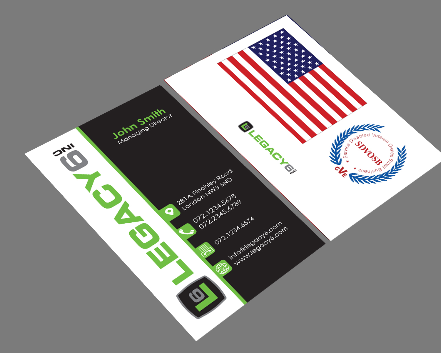 Visitenkarten-Design von TRZN für Legacy 6 Inc | Design #14621024