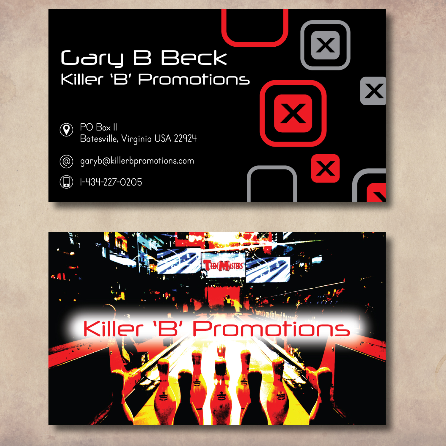 Visitenkarten-Design von Charan Raveendra für Killer 'B' Promotions.com | Design #14524623