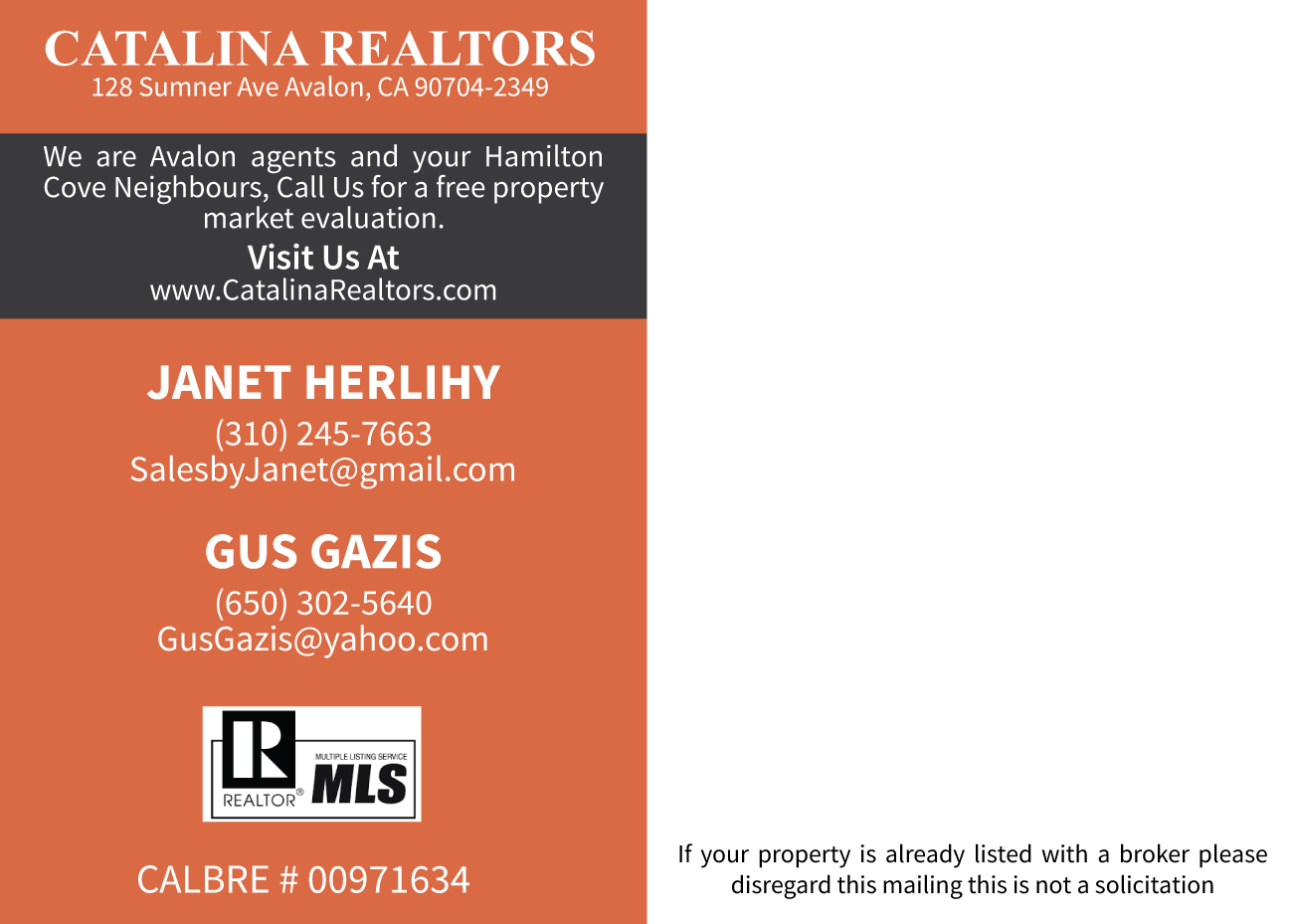Design de Carte Postale par Impressive Solutions pour Catalina Realtors | Design #14508331