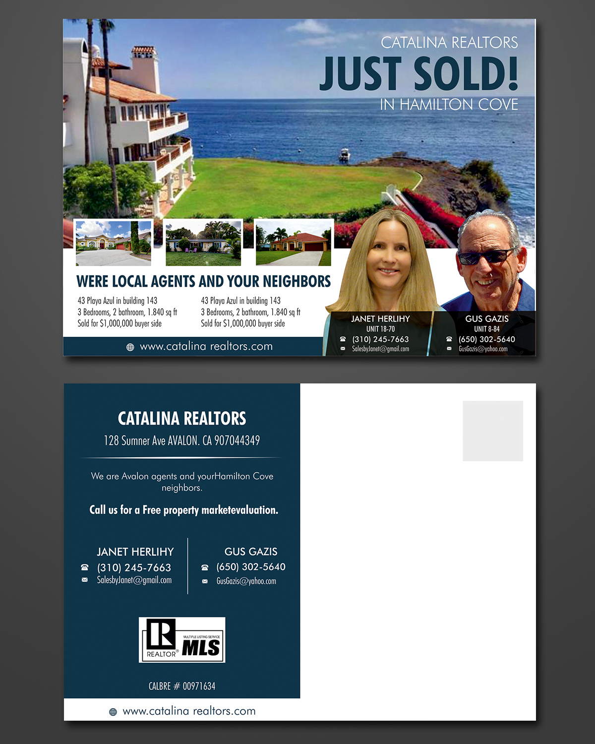 Postcard Design by ecorokerz for Catalina Realtors | Design #14505152