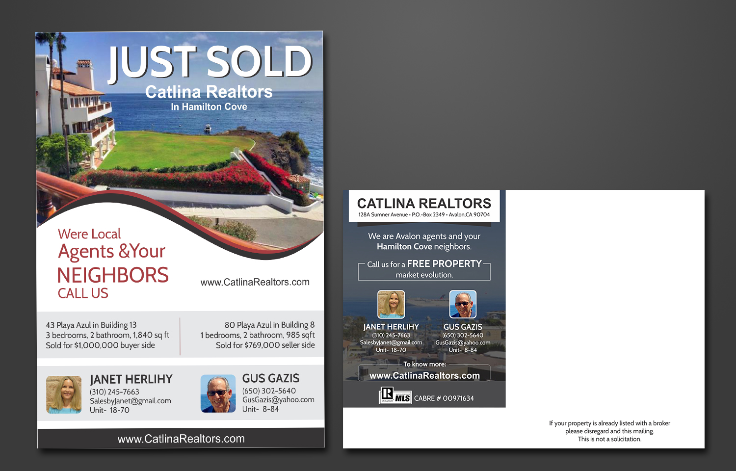 Postcard Design by ecorokerz for Catalina Realtors | Design #14505997