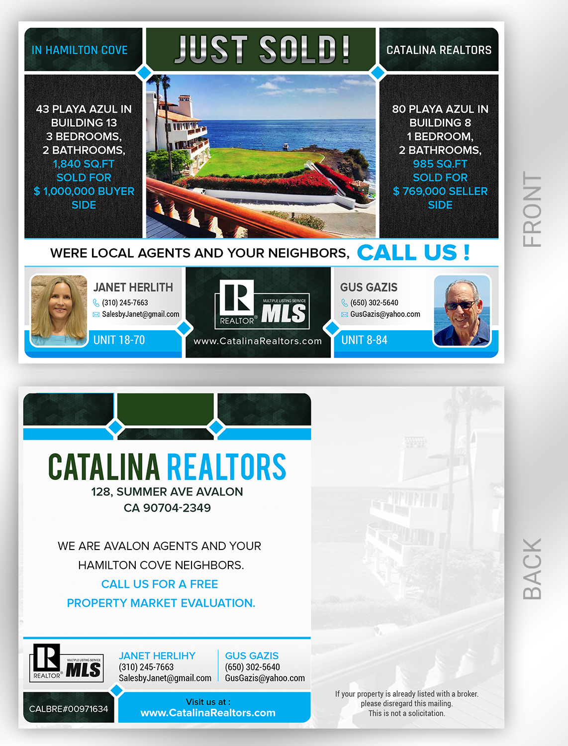 Diseño de Postal por SAI DESIGNS para Catalina Realtors | Diseño #14529793