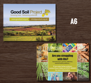 A6 double sided flyer for Good Soil Care Farm 