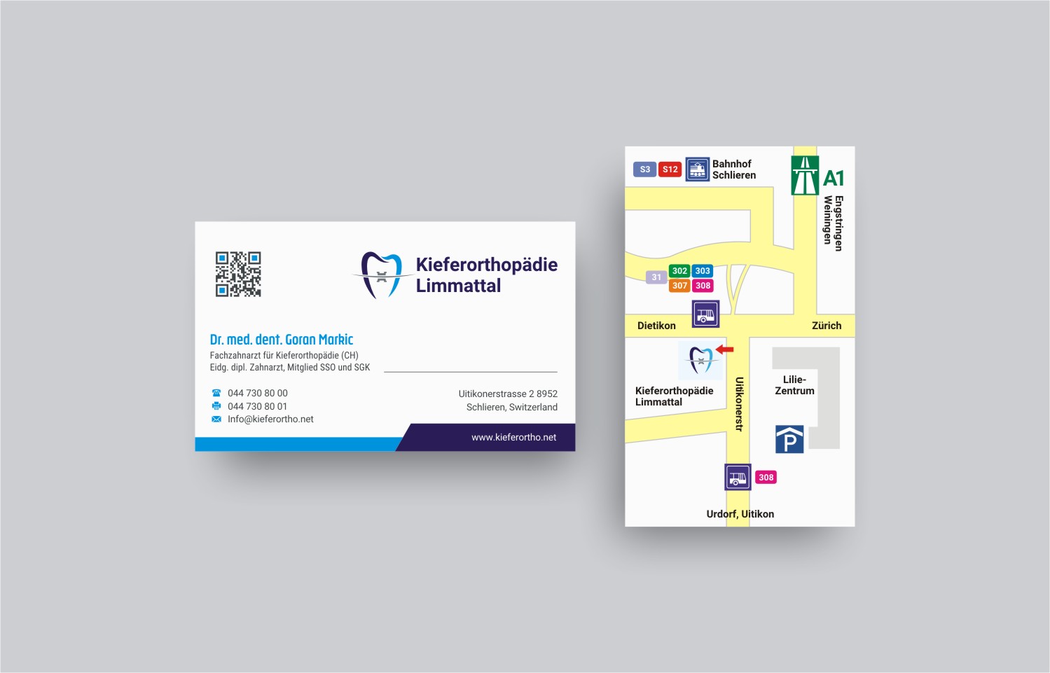 Business Card Design by INDIAN_Ashok for Kieferorthopädie Limmattal GmbH | Design #14563719