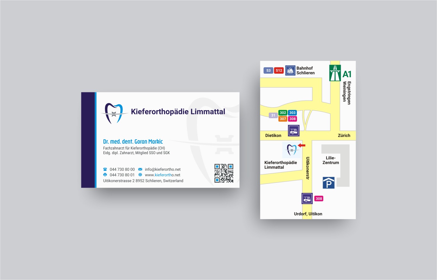 Business Card Design by INDIAN_Ashok for Kieferorthopädie Limmattal GmbH | Design #14563720