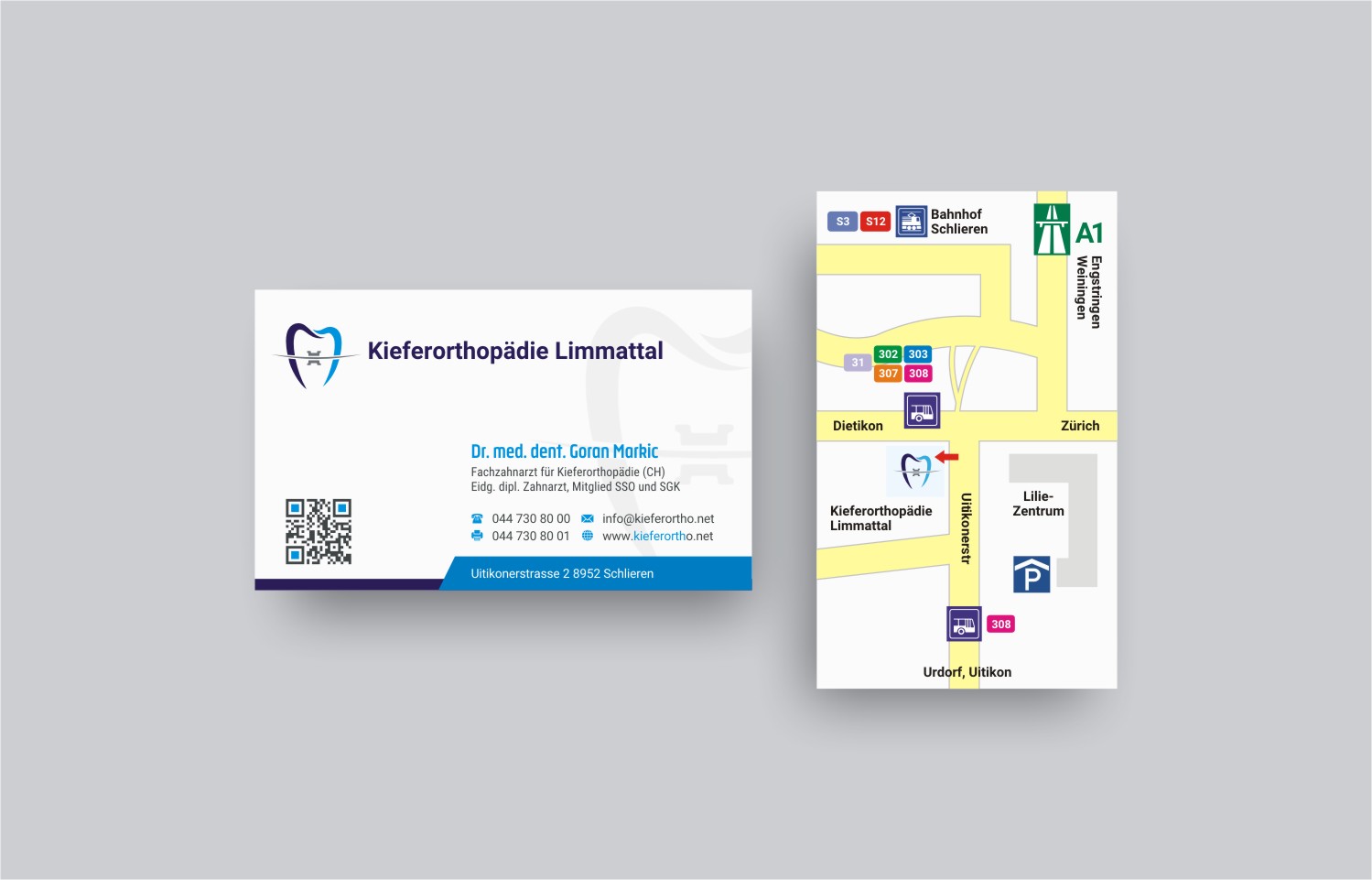 Business Card Design by INDIAN_Ashok for Kieferorthopädie Limmattal GmbH | Design #14563721