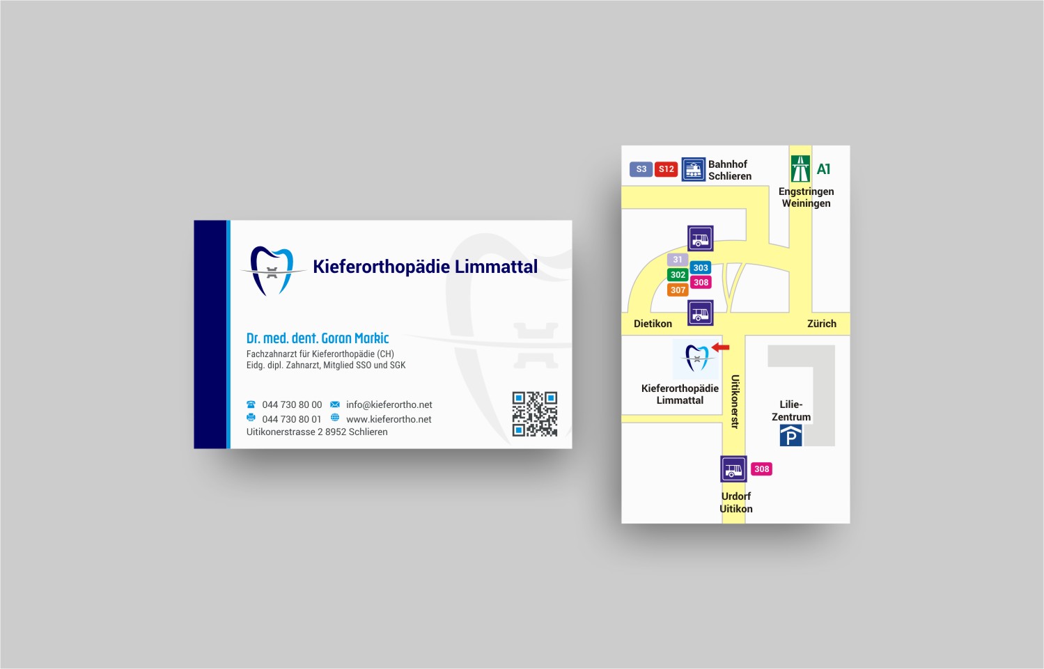 Business Card Design by INDIAN_Ashok for Kieferorthopädie Limmattal GmbH | Design: #14622268