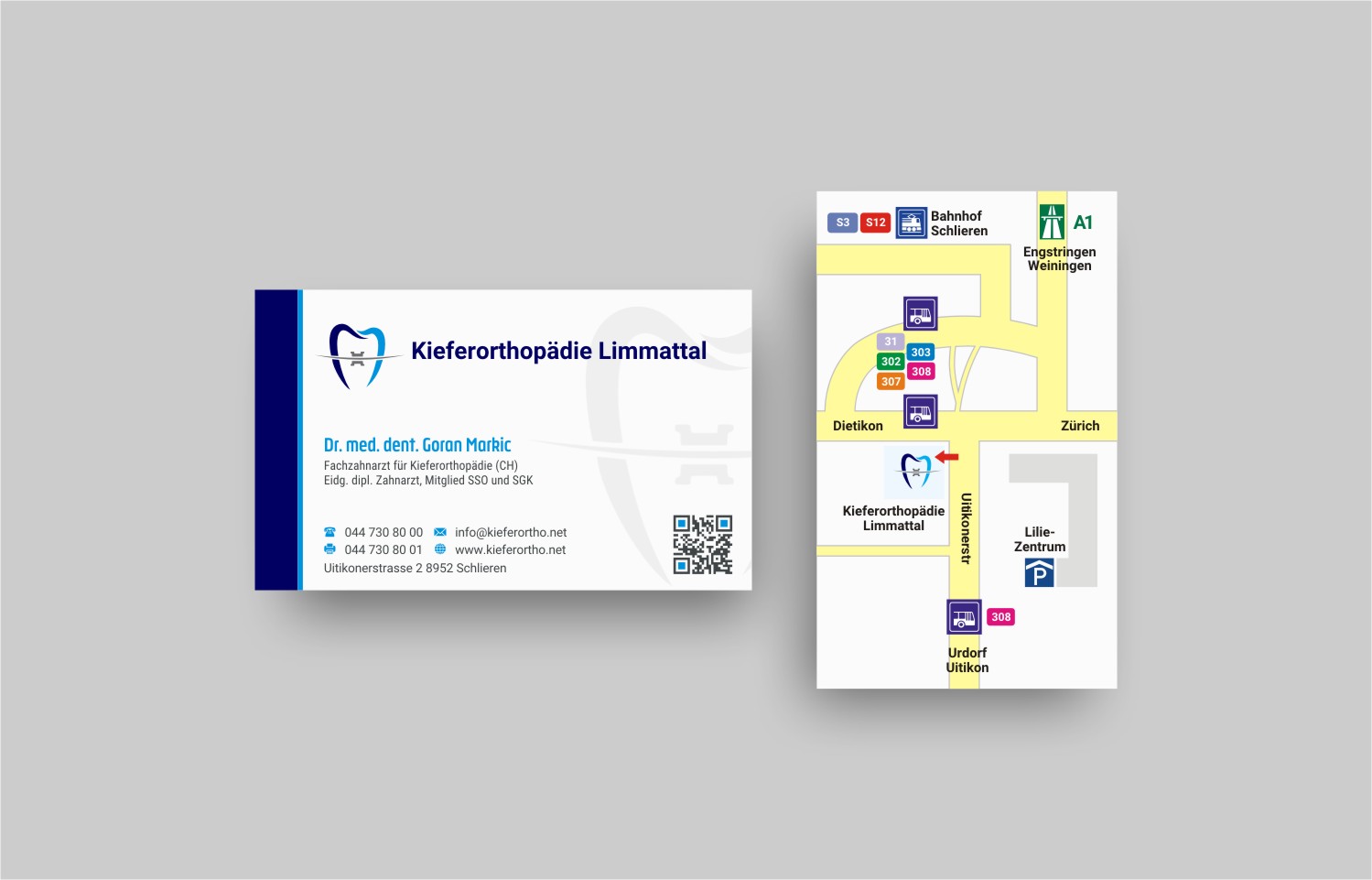 Design de Carte de Visite par INDIAN_Ashok pour Kieferorthopädie Limmattal GmbH | Design #14635041