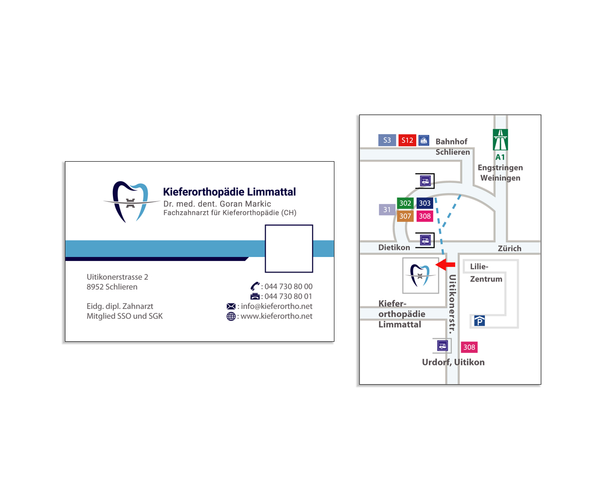 Design de Carte de Visite par Jay Design pour Kieferorthopädie Limmattal GmbH | Design #14562932