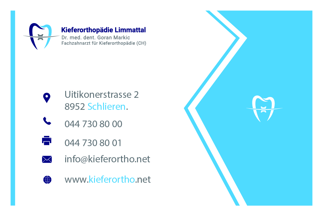 Visitenkarten-Design von Do and Done für Kieferorthopädie Limmattal GmbH | Design #14541741