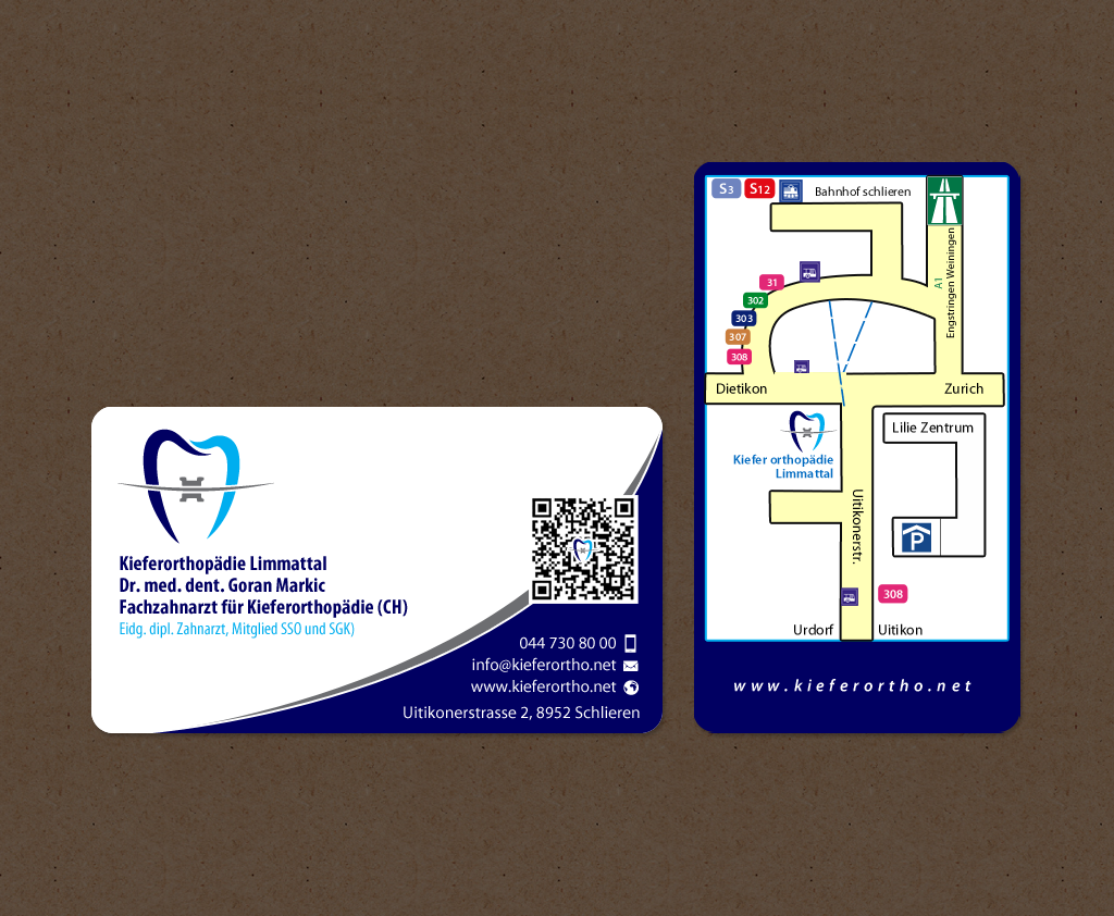 Visitenkarten-Design von chandrayaan.creative für Kieferorthopädie Limmattal GmbH | Design #14546335