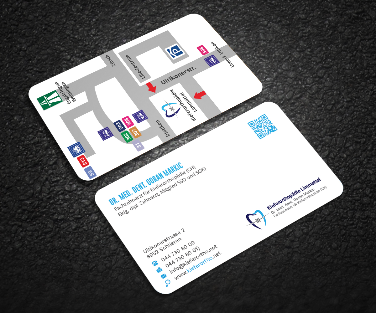 Visitenkarten-Design von Graphic Flame für Kieferorthopädie Limmattal GmbH | Design #14552265
