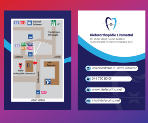 Visitenkarten-Design von Ahmed A. für Kieferorthopädie Limmattal GmbH | Design: #14623786