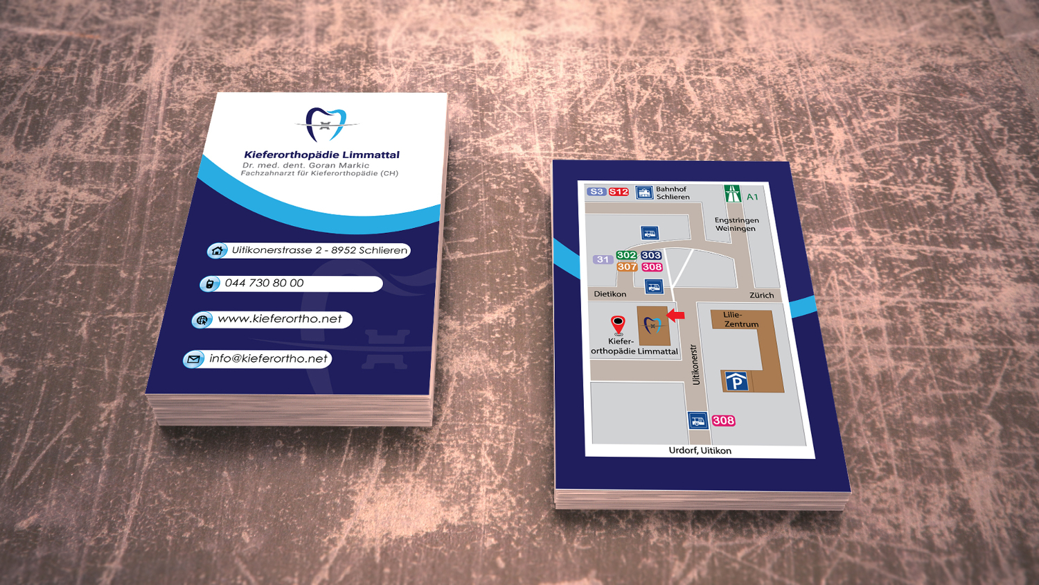 Visitenkarten-Design von Ahmed A. für Kieferorthopädie Limmattal GmbH | Design #14623790