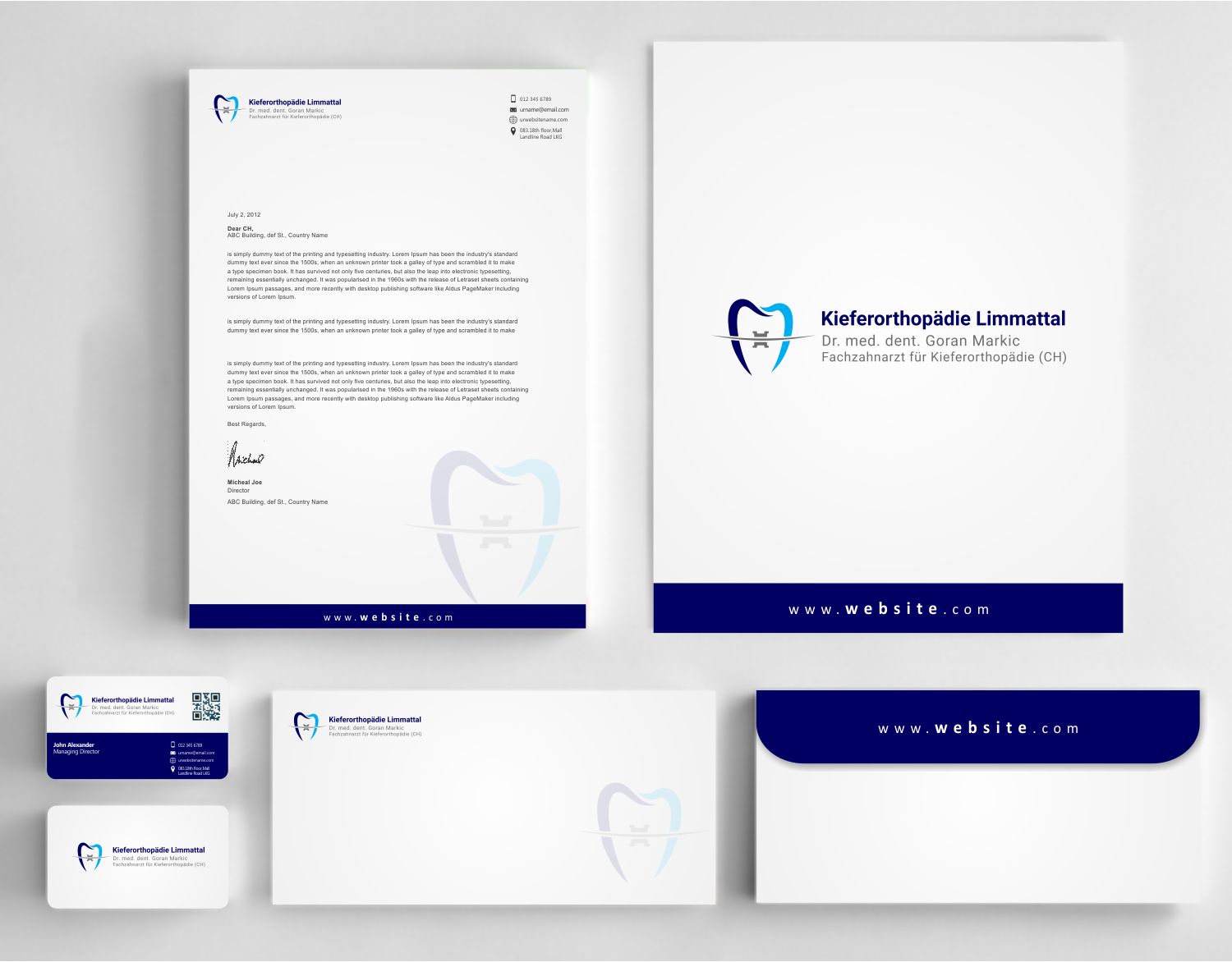 Schreibwaren-Design von AwsomeD für Kieferorthopädie Limmattal GmbH | Design #14574478