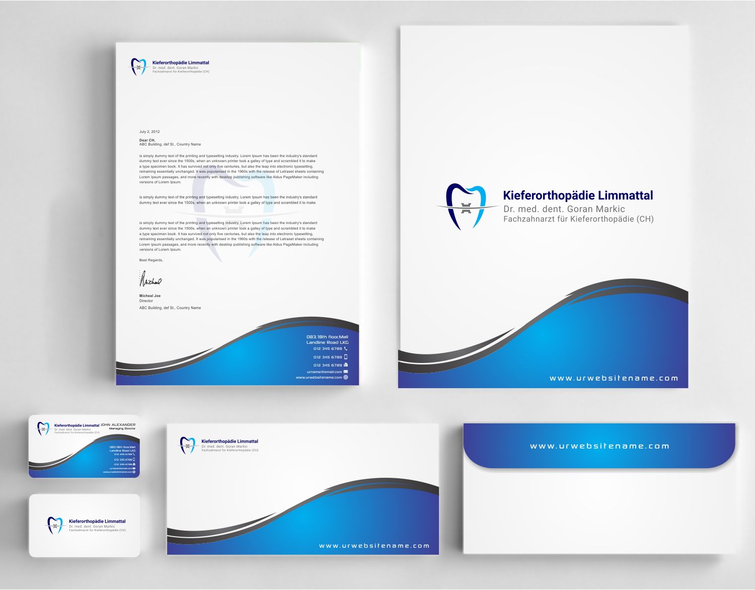 Stationery Design by szabist for Kieferorthopädie Limmattal GmbH | Design #14574541