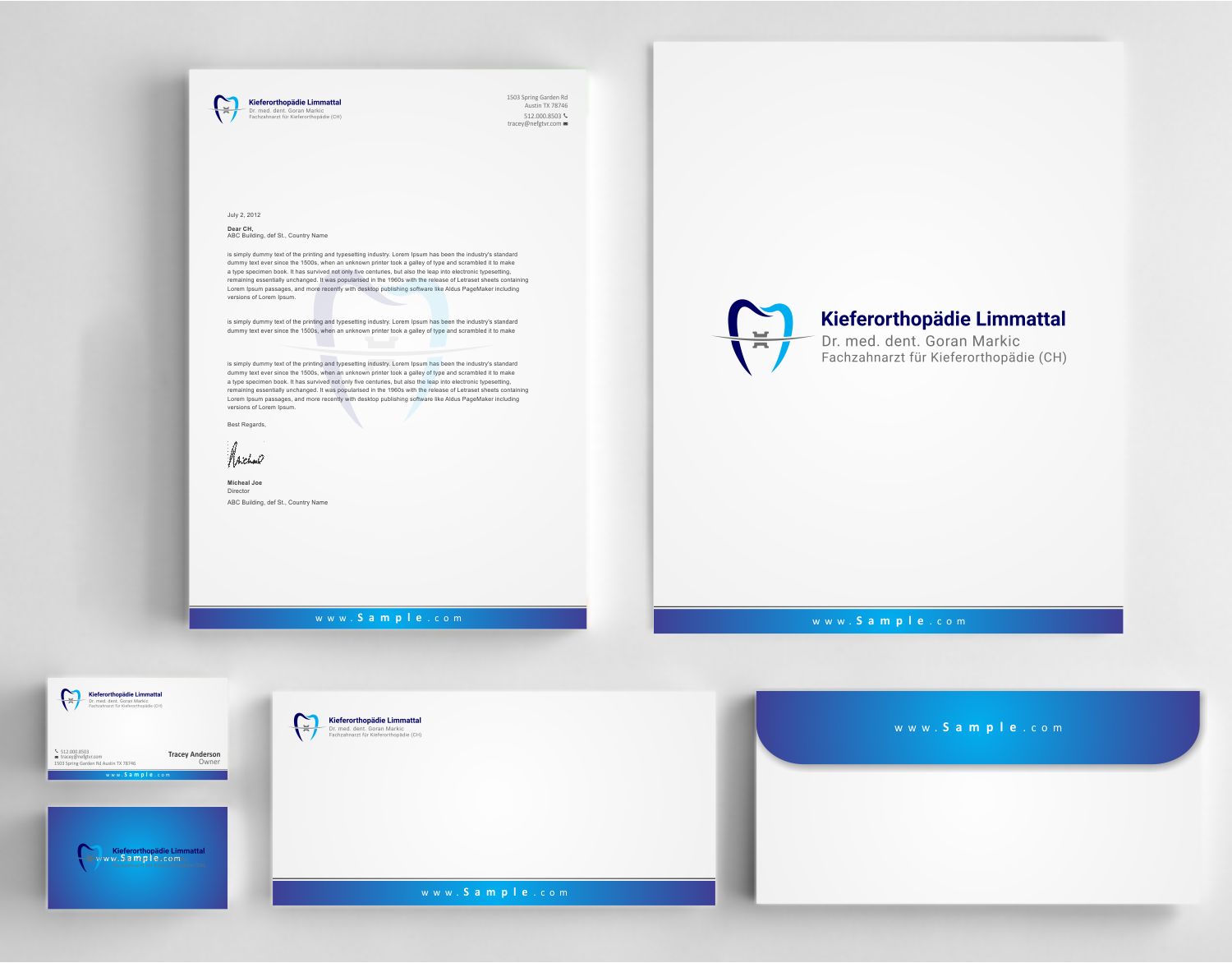 Stationery Design by szabist for Kieferorthopädie Limmattal GmbH | Design #14574549