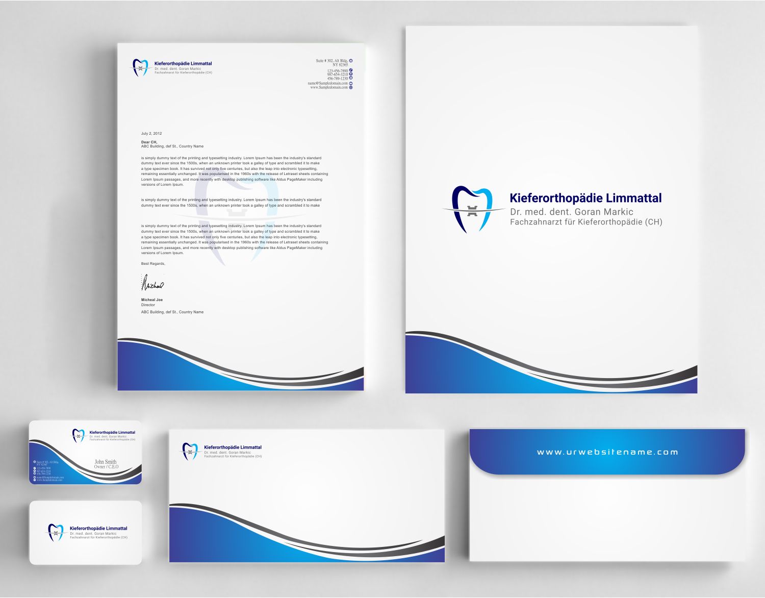 Stationery Design by szabist for Kieferorthopädie Limmattal GmbH | Design #14574551