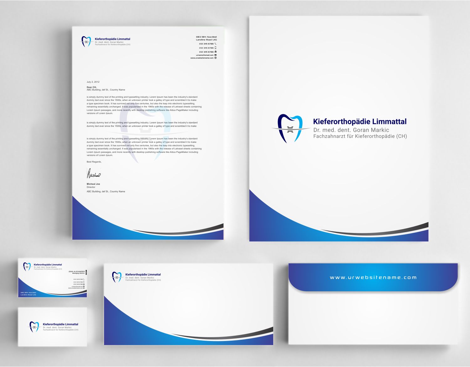Stationery Design by szabist for Kieferorthopädie Limmattal GmbH | Design #14574555