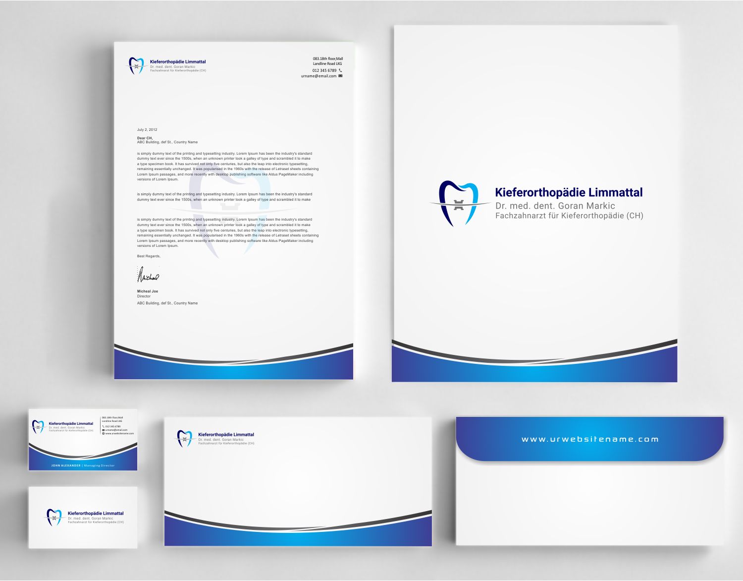 Stationery Design by szabist for Kieferorthopädie Limmattal GmbH | Design #14574556