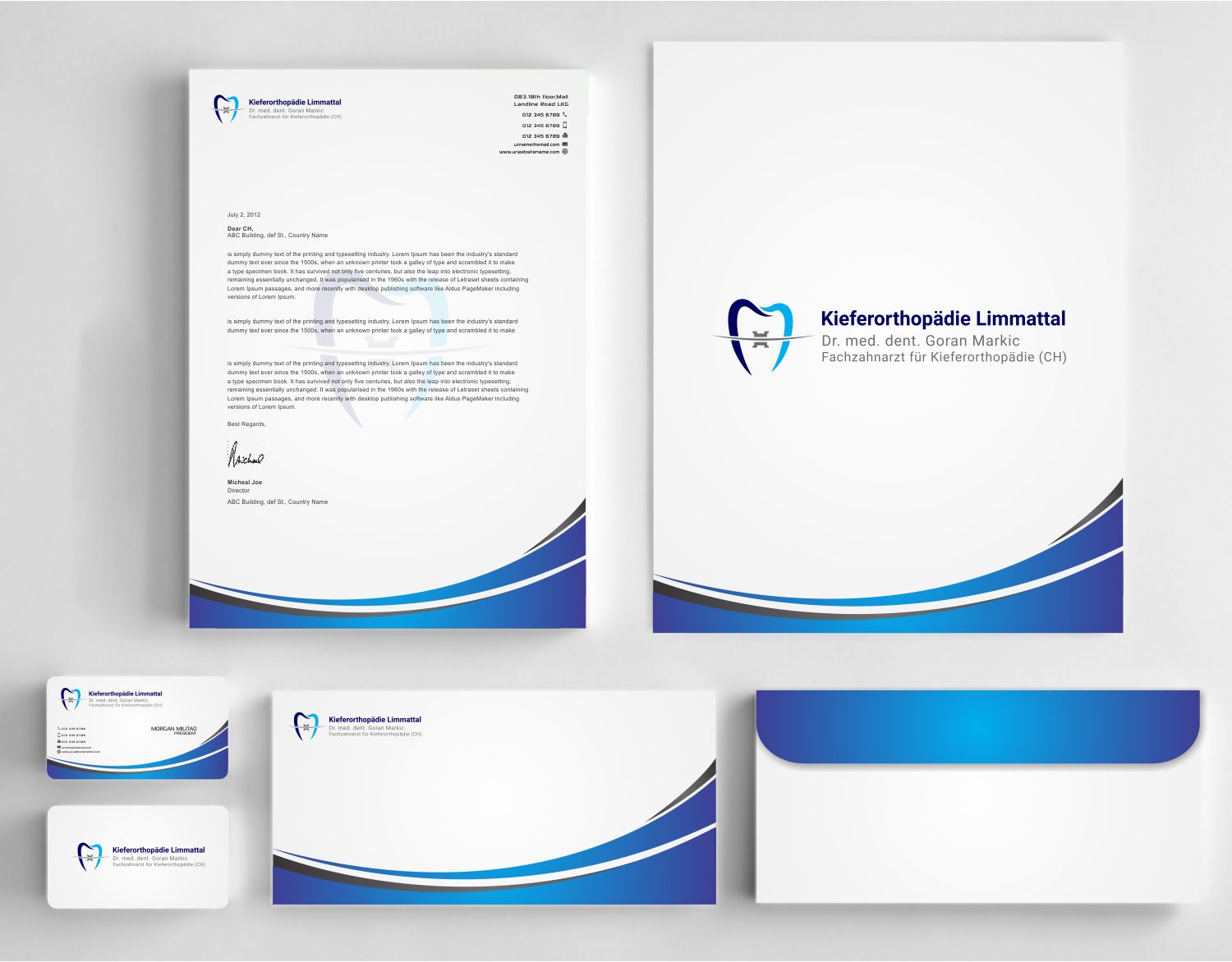Stationery Design by szabist for Kieferorthopädie Limmattal GmbH | Design #14574557