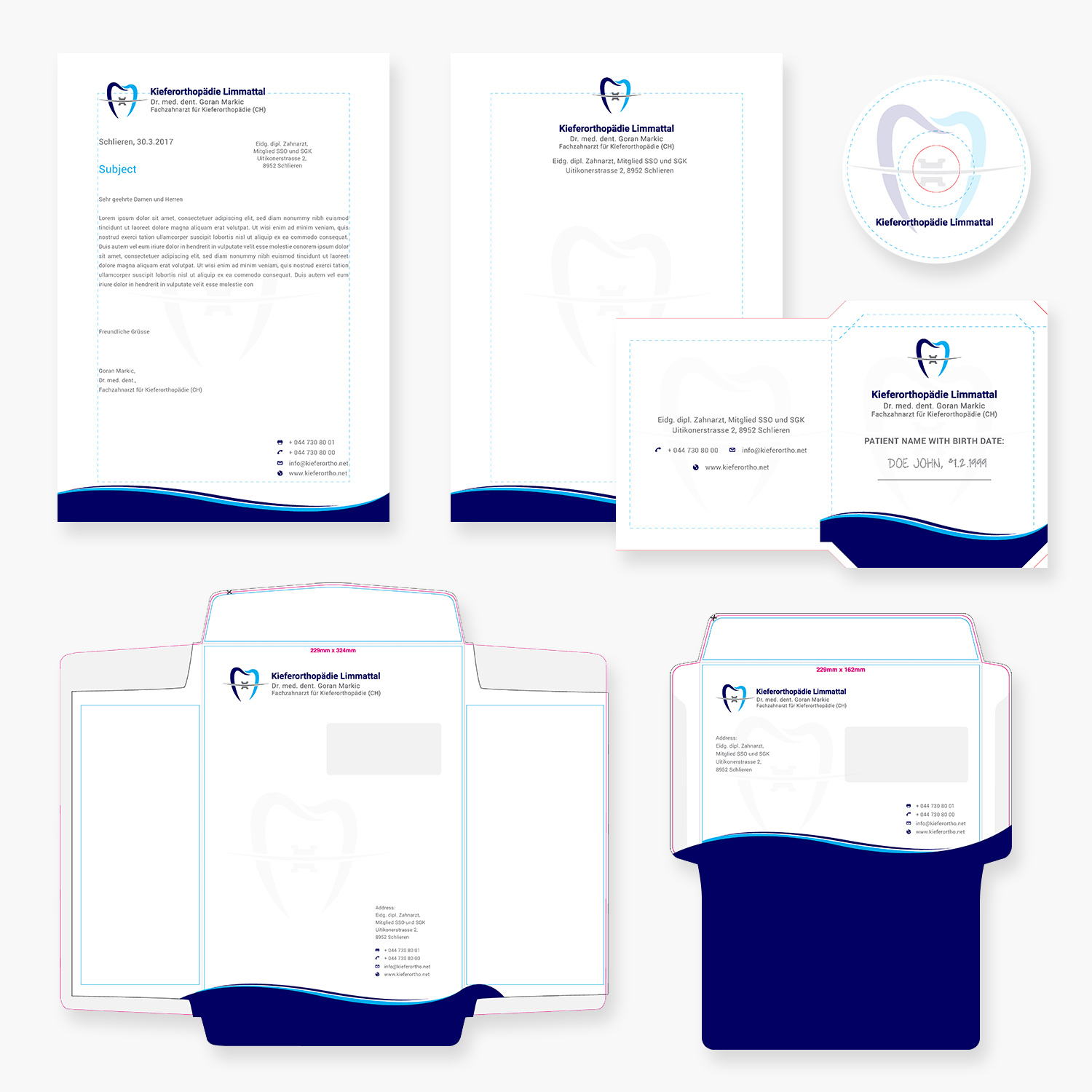 Stationery Design by Ni Oeuvre for Kieferorthopädie Limmattal GmbH | Design #14611984