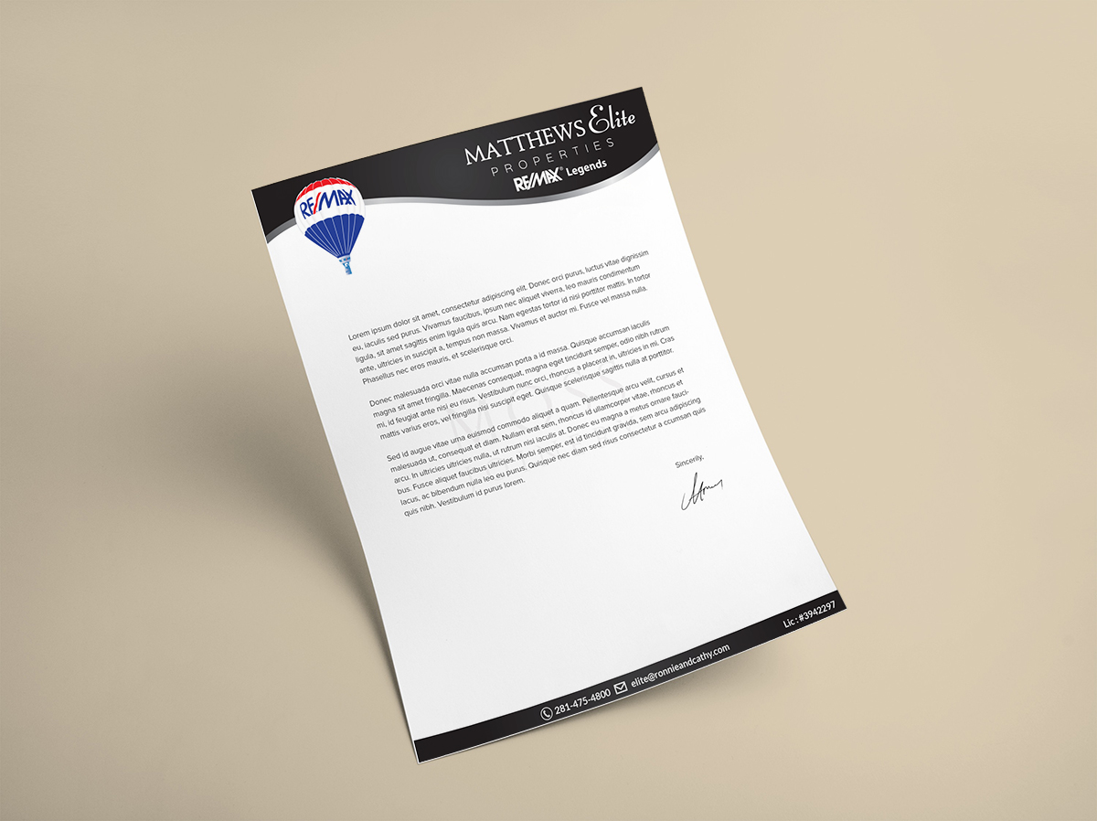 Diseño de Membrete por Priyo Subarkah para Matthews Elite, RE/MAX Legends | Diseño #14580546