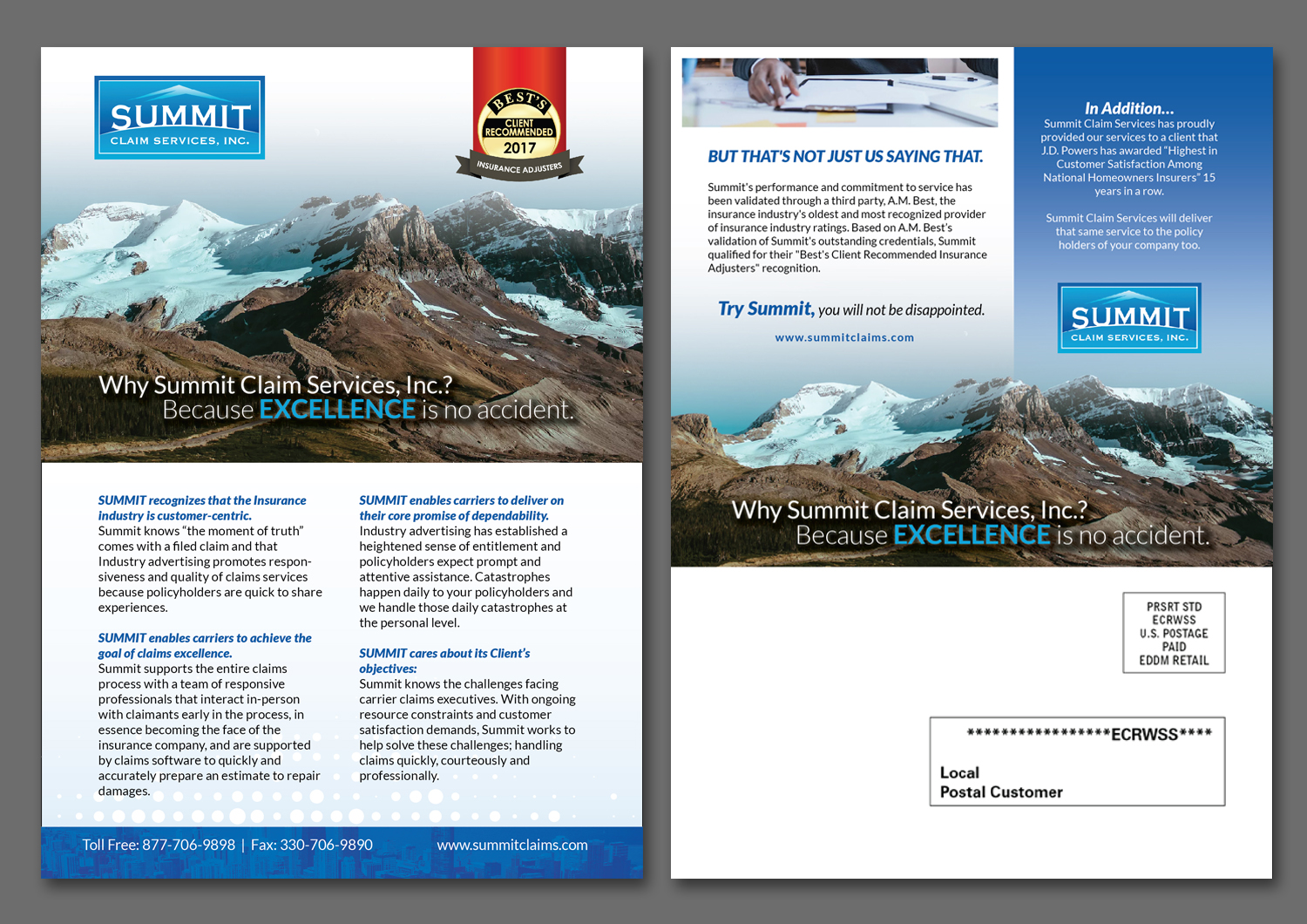 Postcard Design by Achiver for Summit Claim Services, Inc. | Design #14607195
