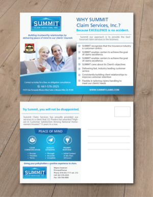 Design de Carte Postale par alex989 pour Summit Claim Services, Inc. | Design : #14595938