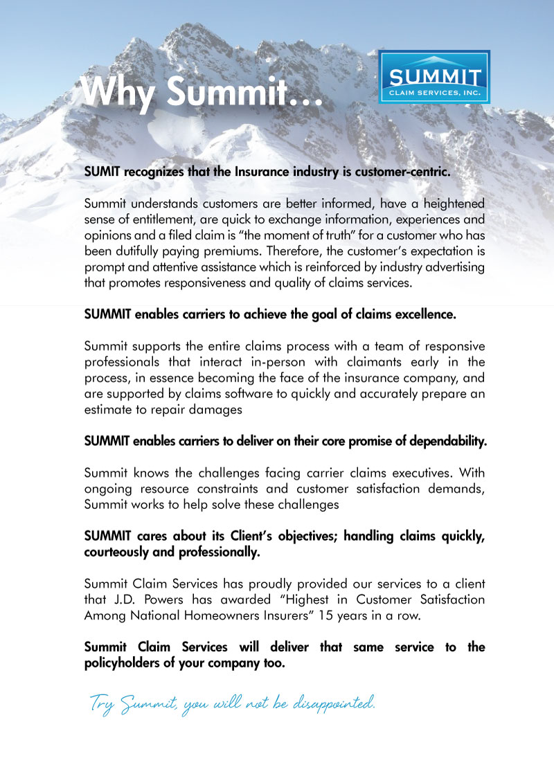 Design de Carte Postale par Sarina.dsg pour Summit Claim Services, Inc. | Design #14581982