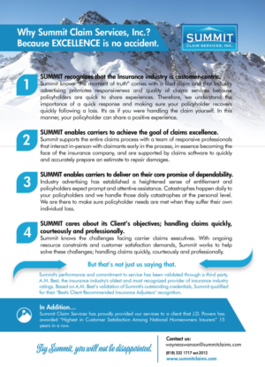 Design de Carte Postale par Sarina.dsg pour Summit Claim Services, Inc. | Design : #14593049