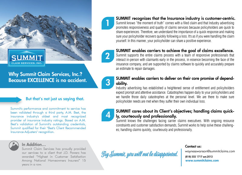 Postcard Design by Sarina.dsg for Summit Claim Services, Inc. | Design #14594727