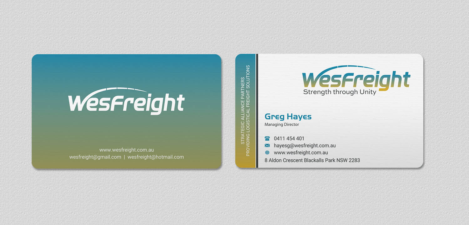 Business Card Design by INDIAN_Ashok for Wesfreight | Design #14586373