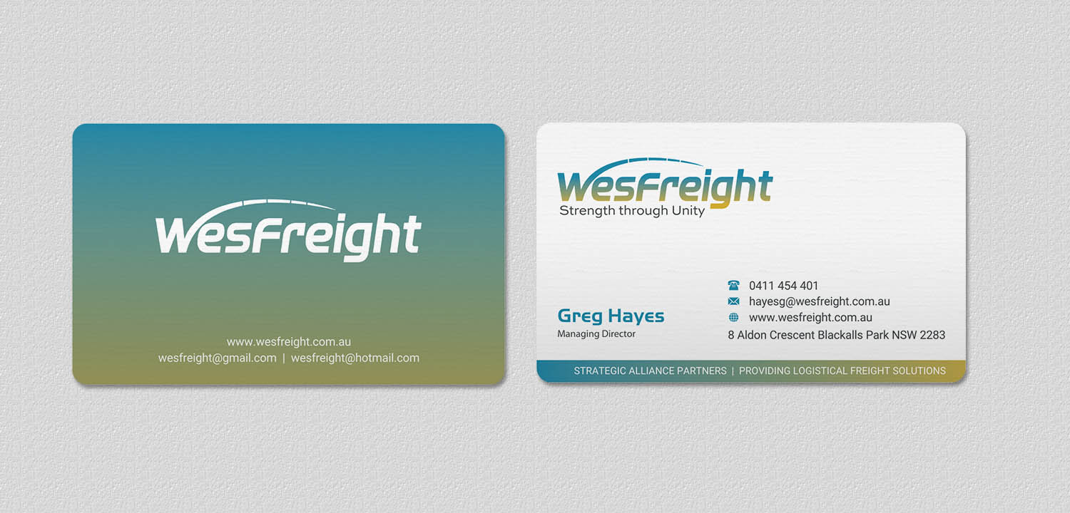 Business Card Design by INDIAN_Ashok for Wesfreight | Design #14586377