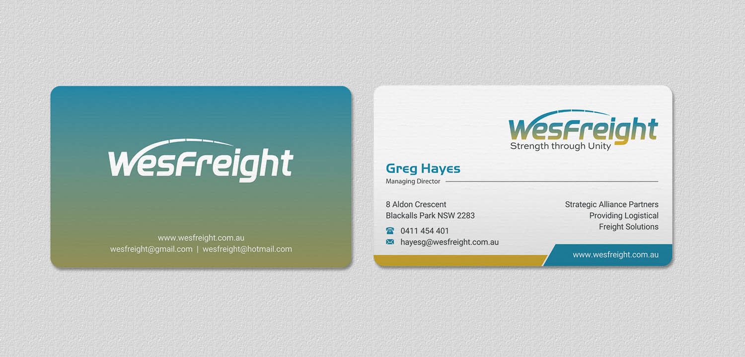 Business Card Design by INDIAN_Ashok for Wesfreight | Design #14586378