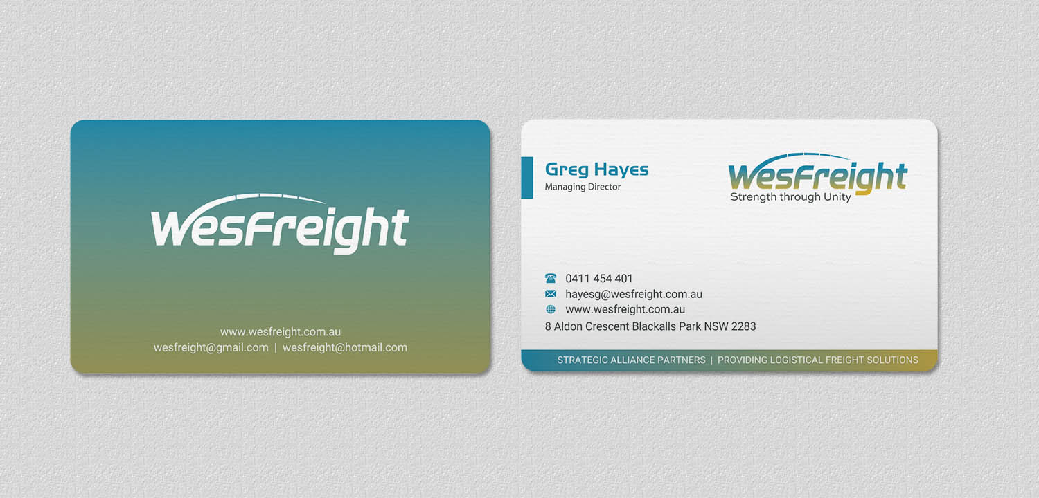 Business Card Design by INDIAN_Ashok for Wesfreight | Design #14586385
