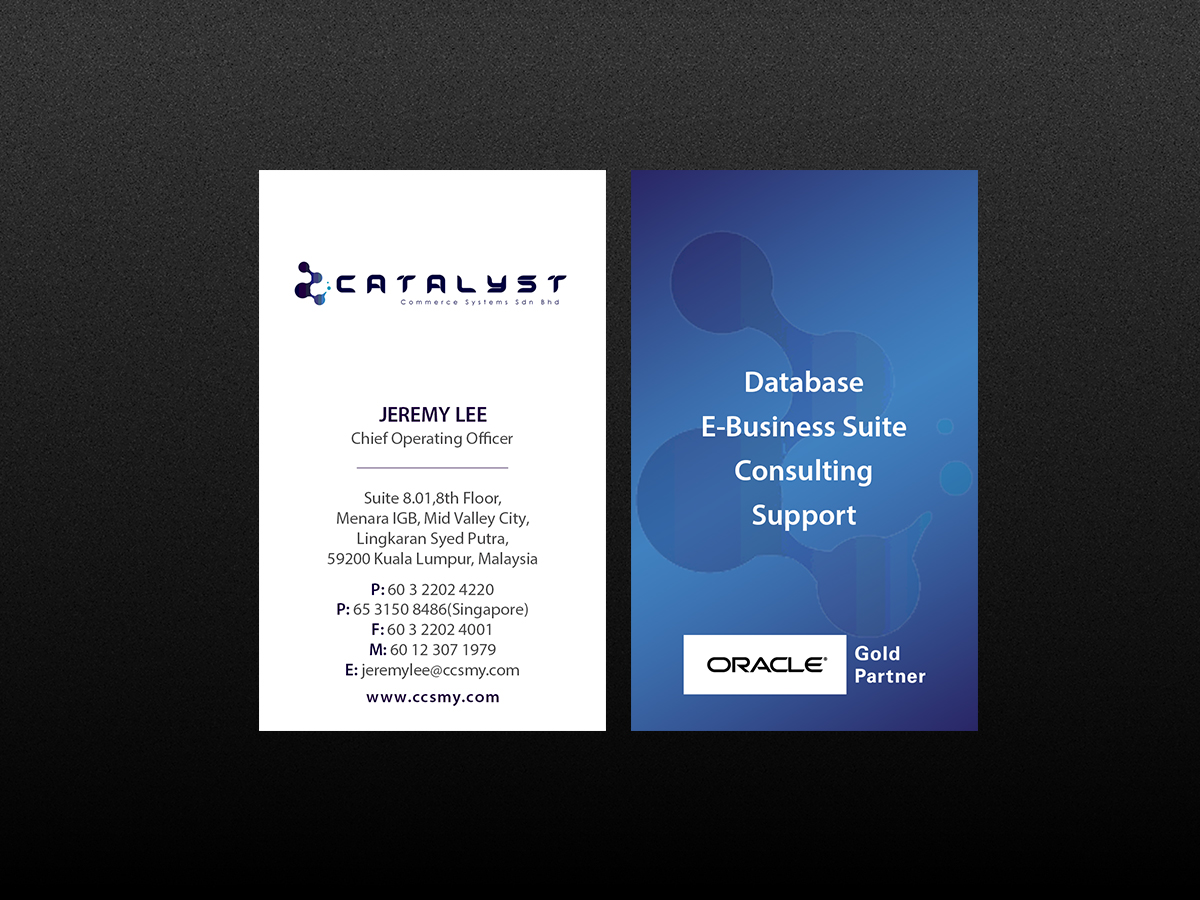 Business Card Design by Creations Box 2015 for Catalyst Commerce Systems Pte Ltd | Design #14604022
