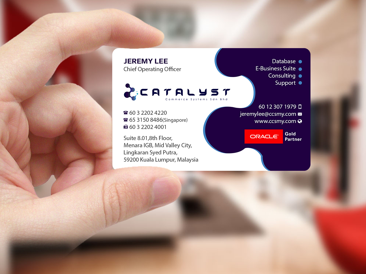 Diseño de Tarjeta de Presentación por Creations Box 2015 para Catalyst Commerce Systems Pte Ltd | Diseño #14610303