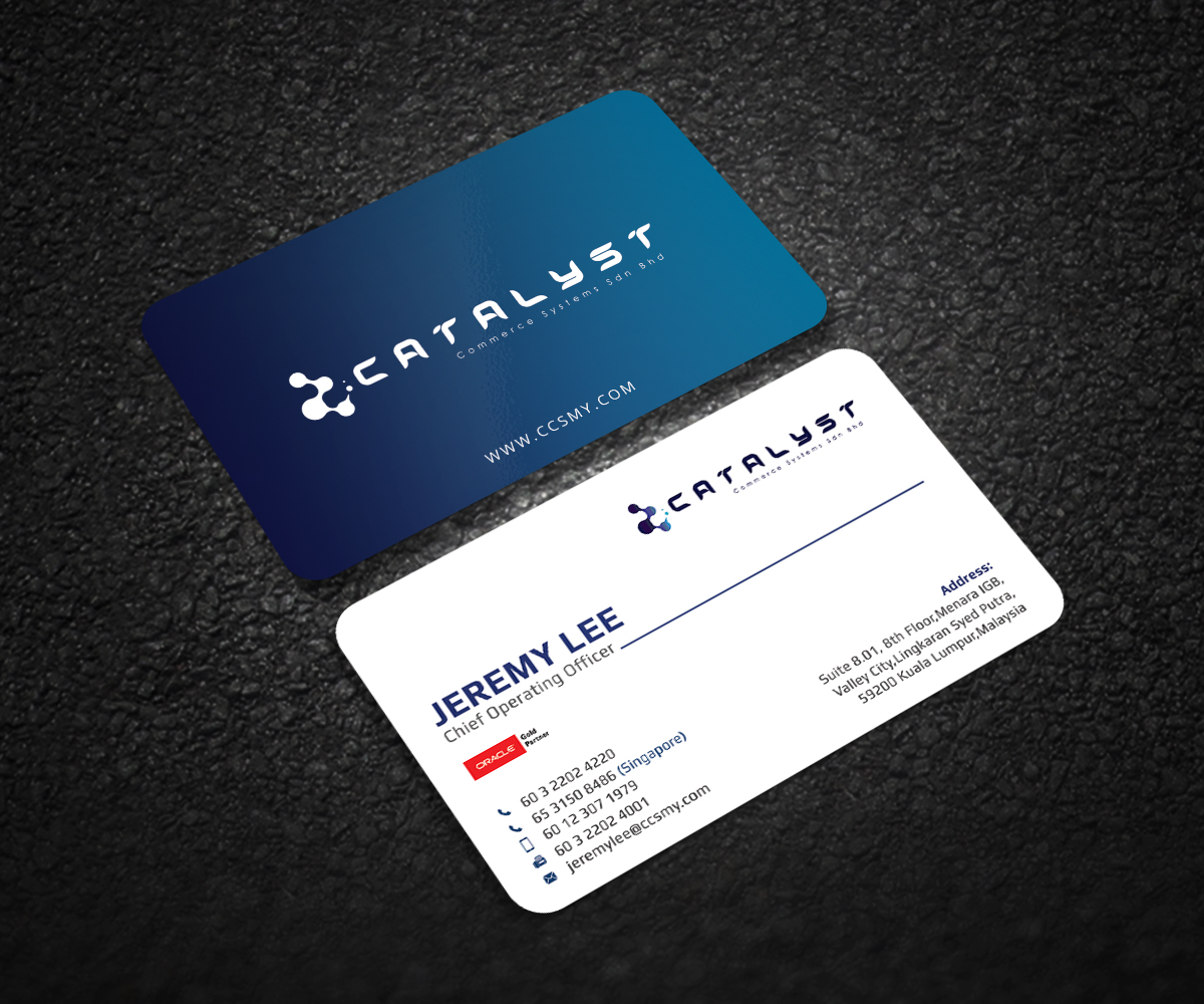 Visitenkarten-Design von Graphic Flame für Catalyst Commerce Systems Pte Ltd | Design #14600945
