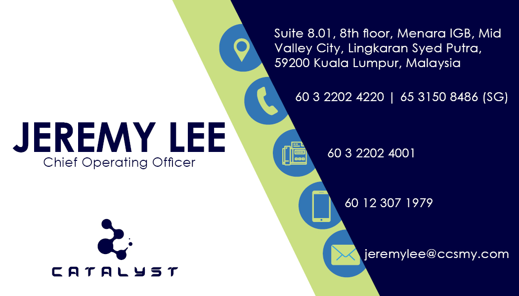Business Card Design by EA5Designs for Catalyst Commerce Systems Pte Ltd | Design #14742311