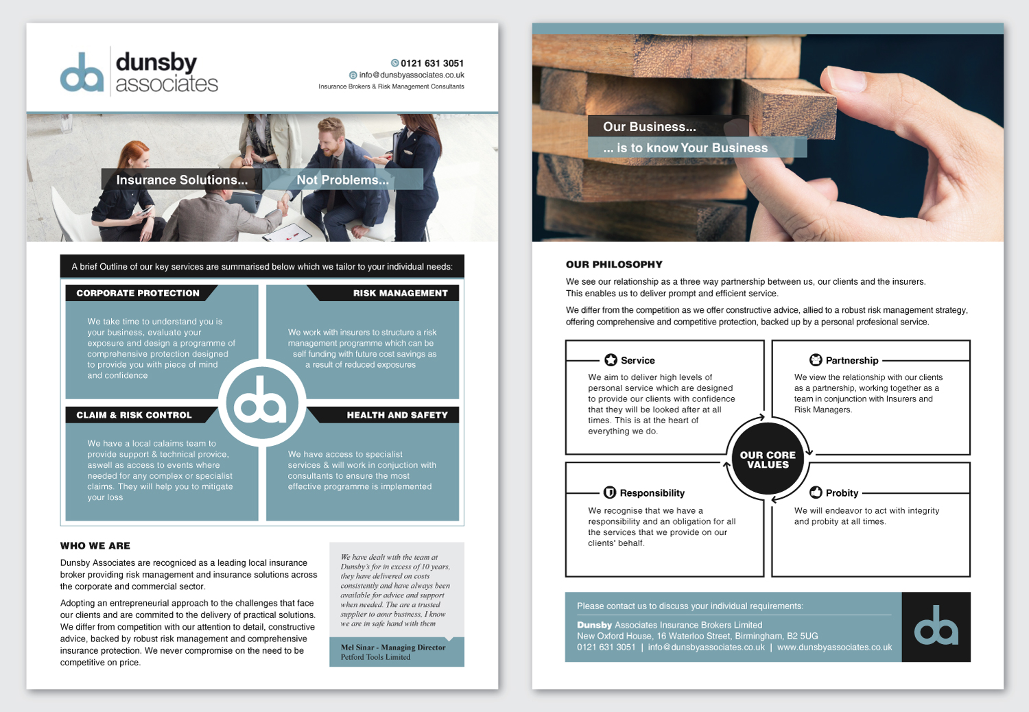 Flyer Design by Mothy for Dunsby Associates Insurance Bokers Ltd | Design #14598541